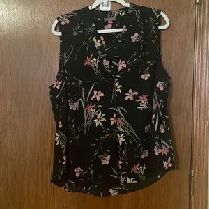 Vince Camuto Floral V-Neck Sleeveless Blouse Tank Top
